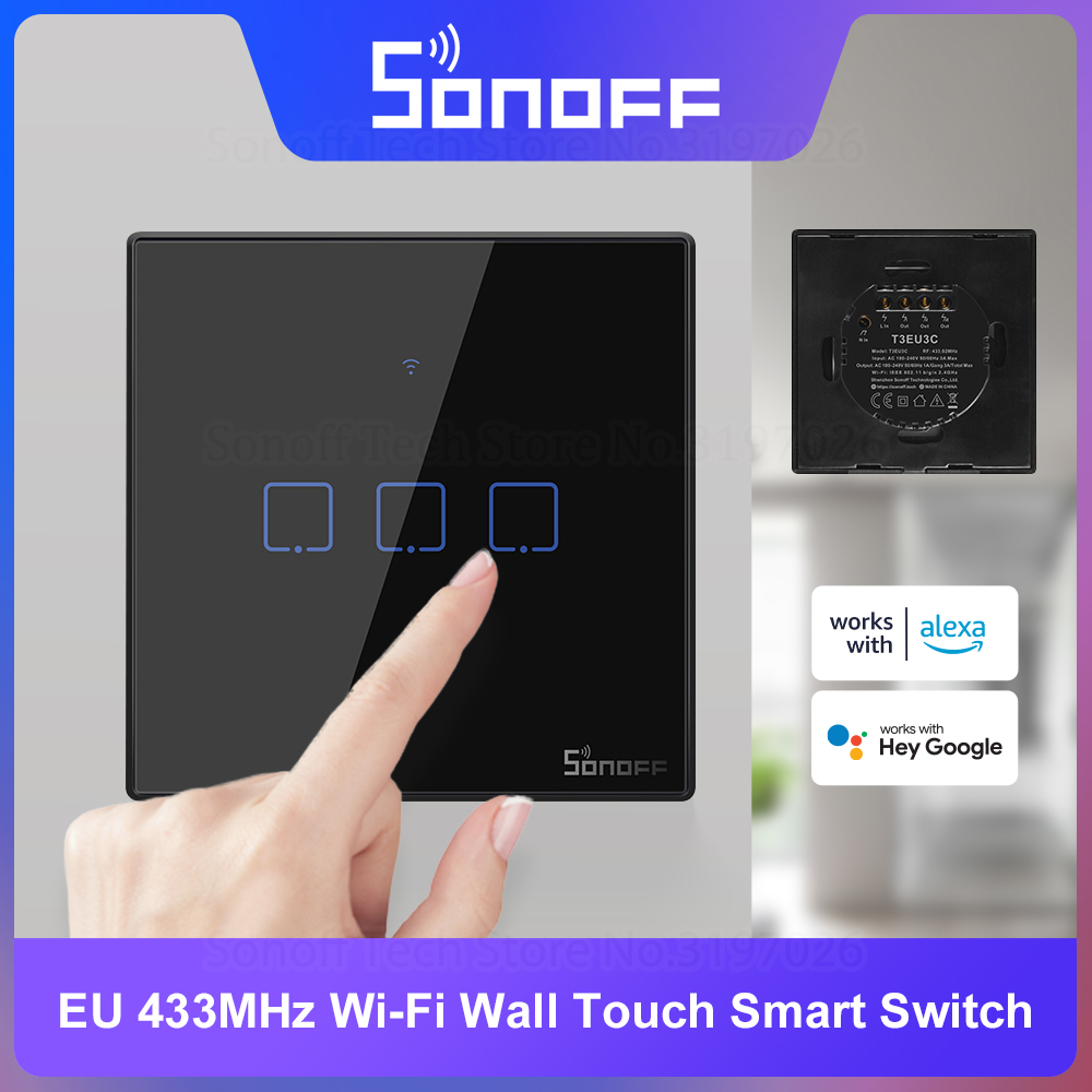 Universal Remote Smart Home - SONOFF T3EU 블랙 와이파이 스마트 월