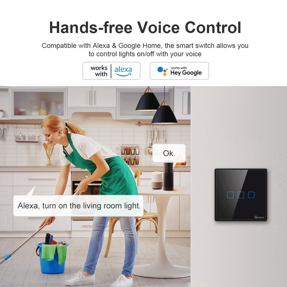 SONOFF T3EU 블랙 와이파이 스마트 월 터치 스 - Universal Remote Smart Home 리뷰 및 가격