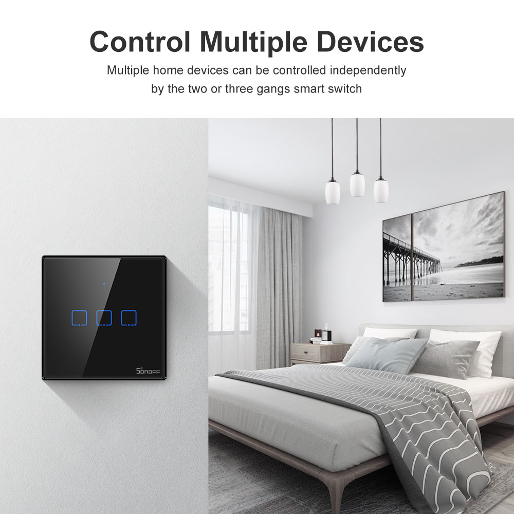 SONOFF T3EU 블랙 와이파이 스마트 월 터치 스 - Universal Remote Smart Home 리뷰 및 가격