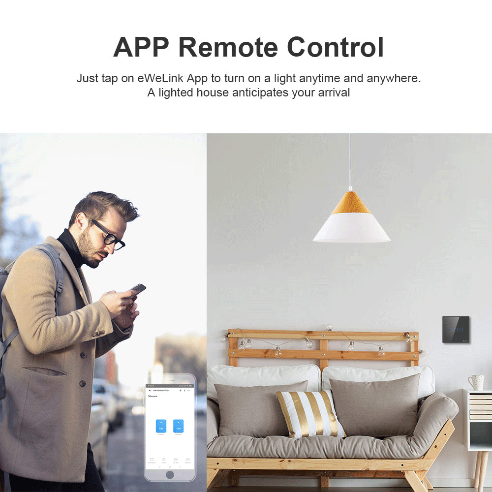 SONOFF T3EU 블랙 와이파이 스마트 월 터치 스 - Universal Remote Smart Home 리뷰 및 가격